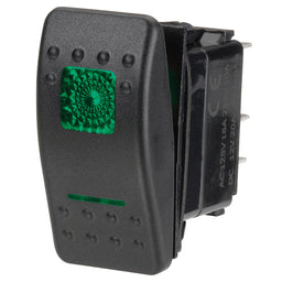 12V ILLUMINATED OFF/ON SEALED ROCKER SWITCH- GREEN - 63124BL - 63124BL