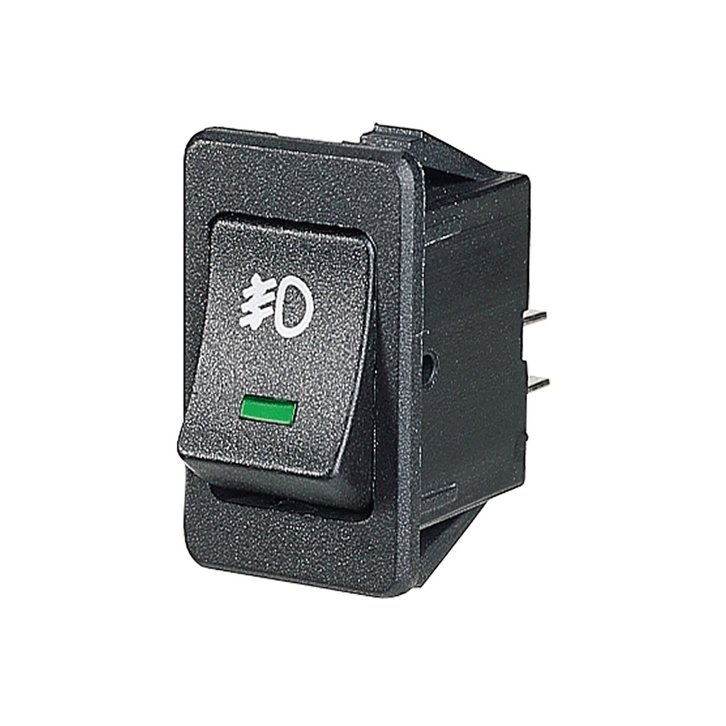 OFF/ON ROCKER SWITCH W GREEN LED+ FRONT FOG SYMBOL - 63027BL