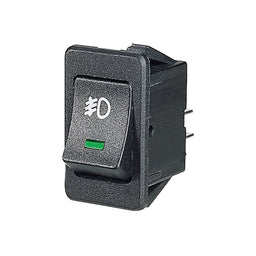 OFF/ON ROCKER SWITCH W GREEN LED+ FRONT FOG SYMBOL - 63027BL