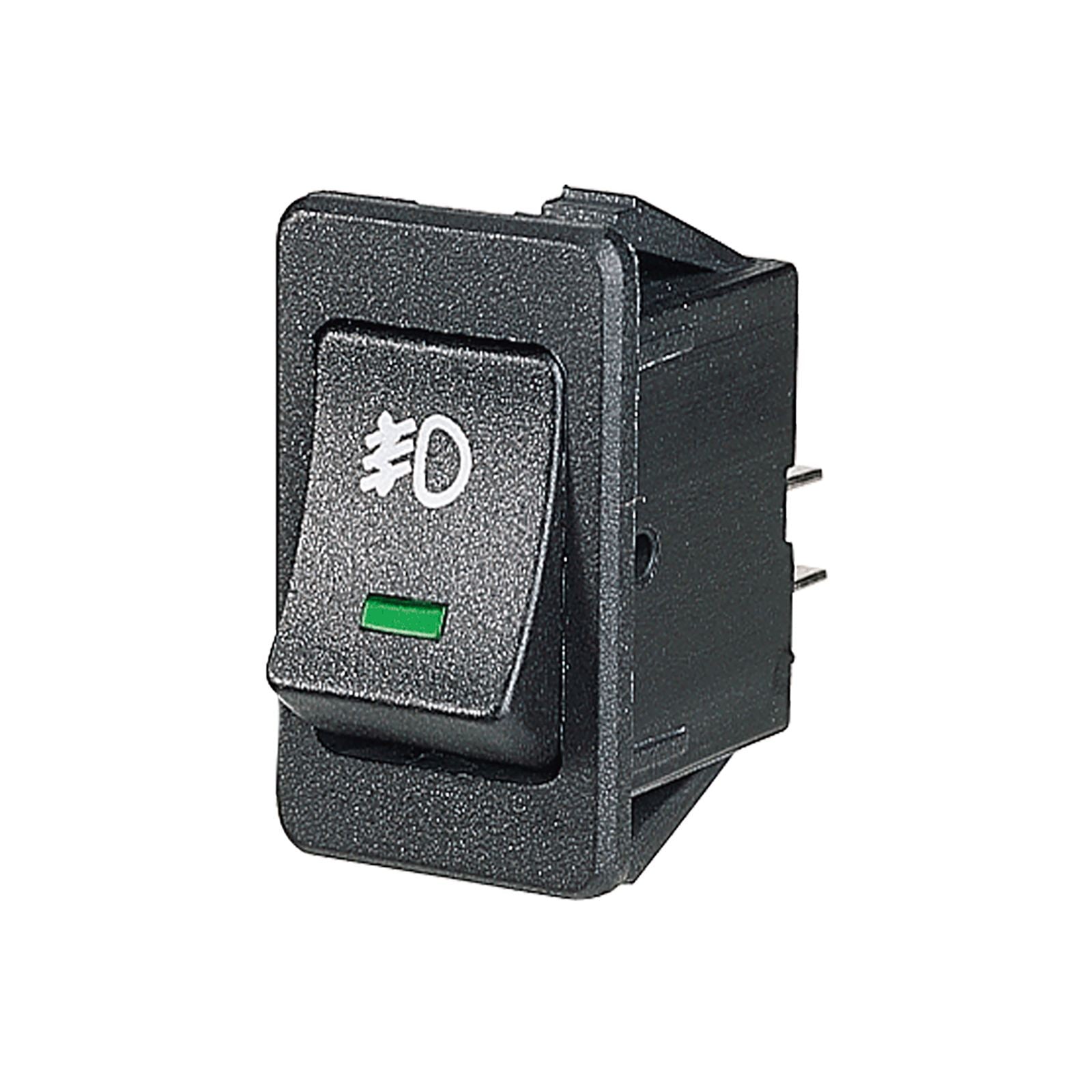 OFF/ON ROCKER SWITCH W GREEN LED+ FRONT FOG SYMBOL - 63027BL