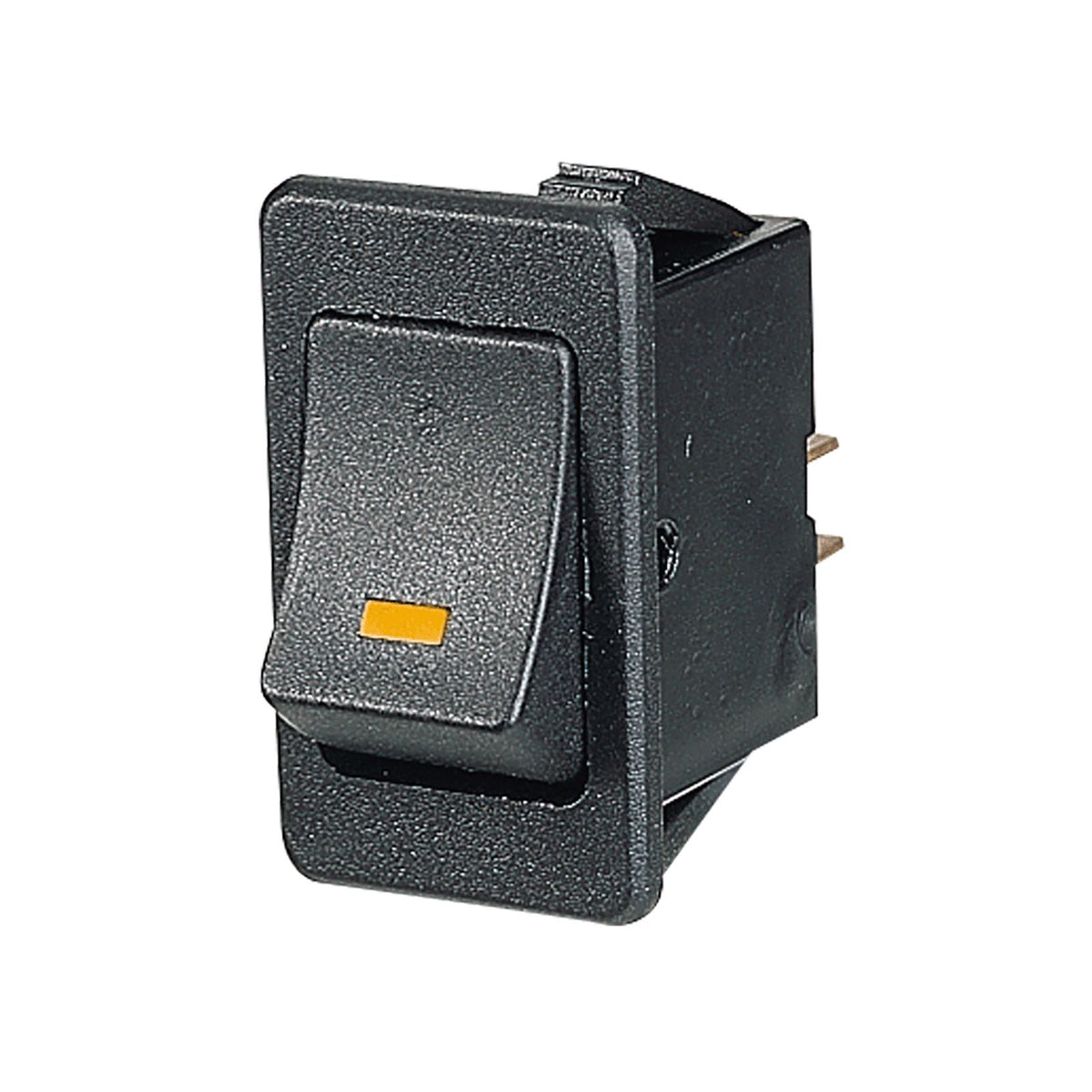 OFF/ON ROCKER SWITCH W AMBER LED - 6.3MM TERMINALS - 63020BL