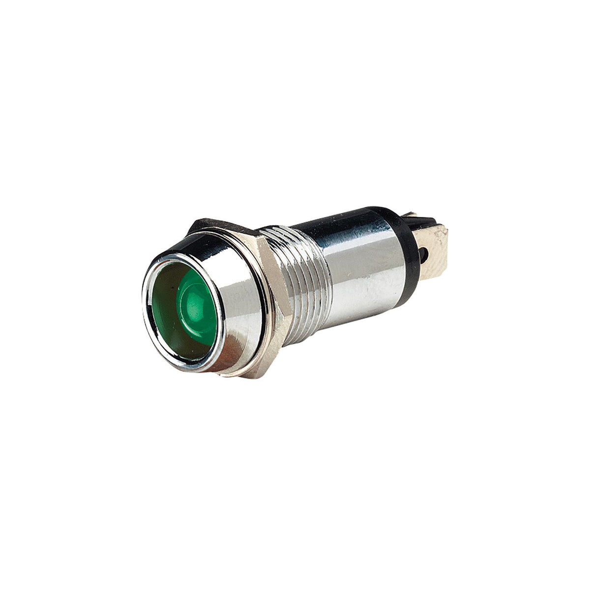 12 VOLT CHROME PILOT LAMP WITH GREEN LED - 62091BL
