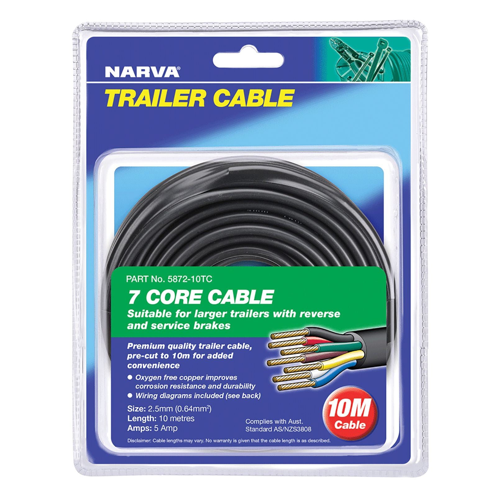5A 2.5MM 7 CORE TRAILER CABLE (10M) - 5872-10TC