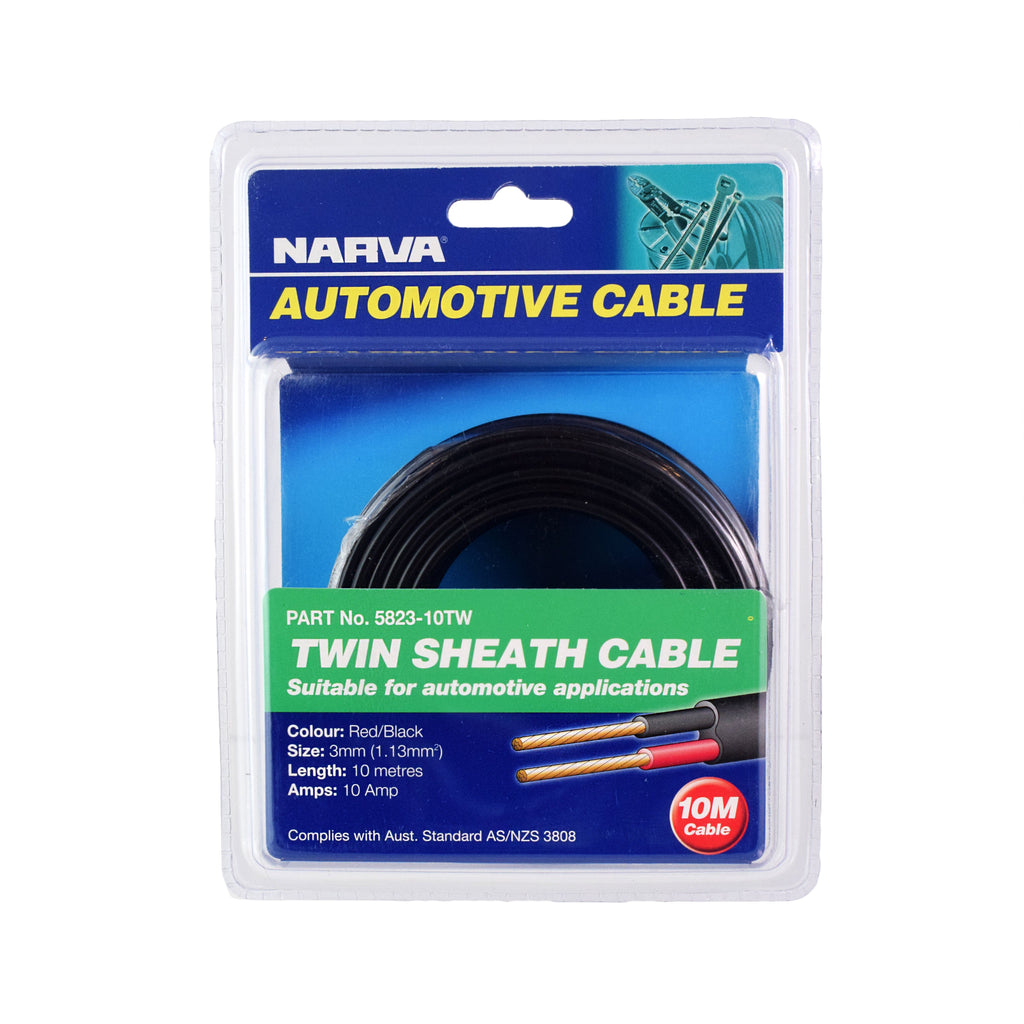 10A 3MM TWIN CORE SHEATHED CABLE (10M) RED/BLACK - 5823-10TW