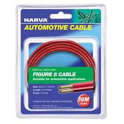 10A 3MM TWIN CORE FIG 8 CABLE (10M) RED W BLK TRCR - 5823-10F8