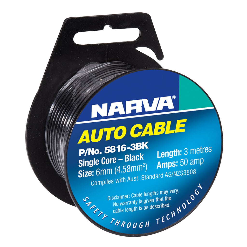 50A 6MM BLACK SINGLE CORE CABLE (3M) - 5816-3BK