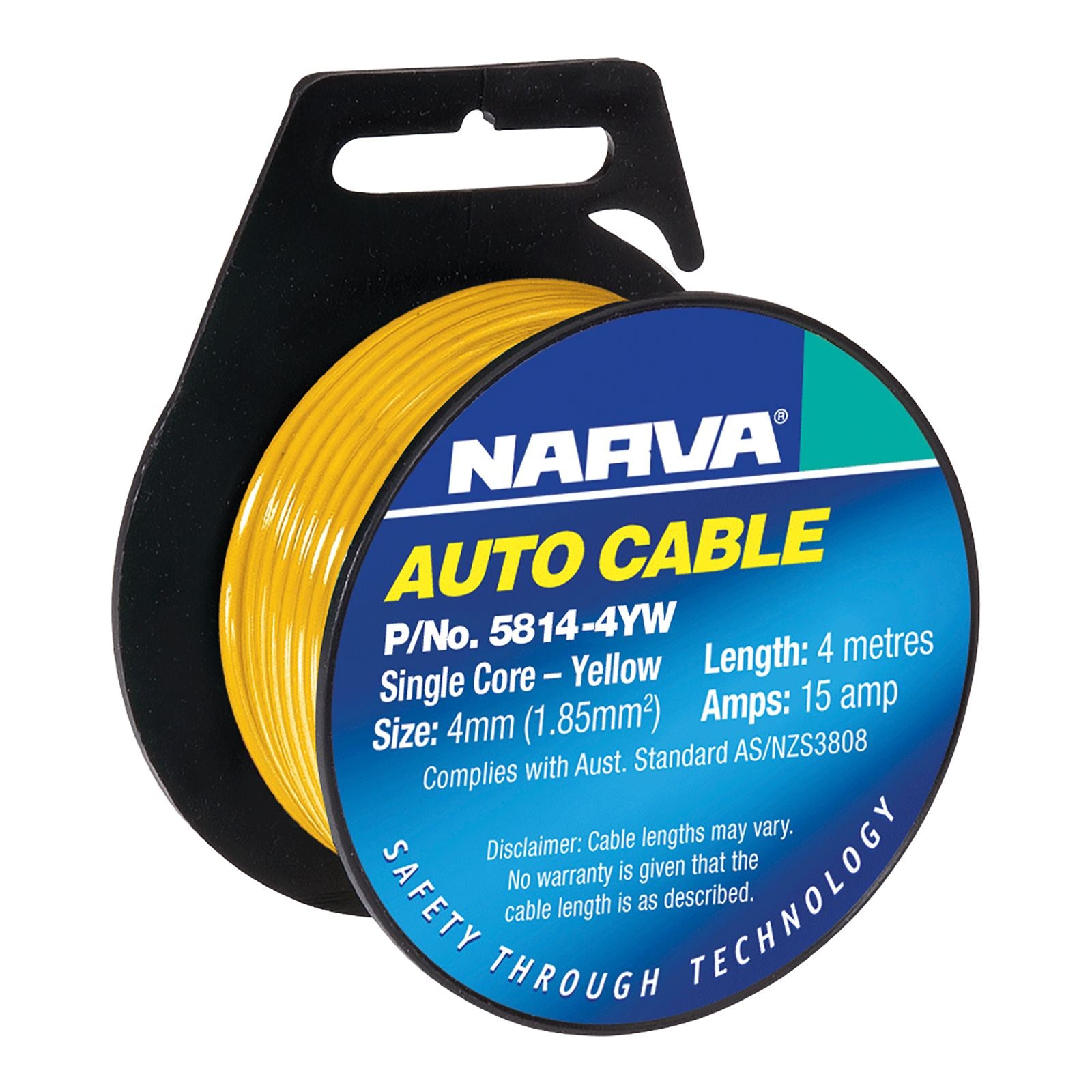 CABLE S/CORE 4MM 15A 4M YELLOW - 5814-4YW
