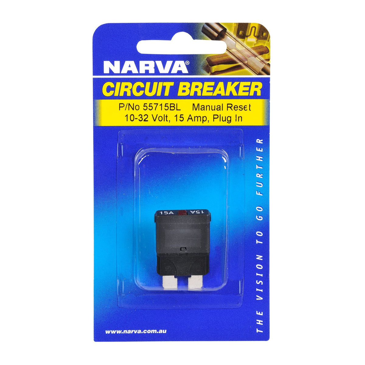 15 AMP BLUE MANUAL RESETTING CIRCUIT BREAKER (1) - 55715BL