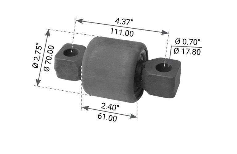 TORQUE ROD BUSH KENWORTH AIRGLIDE 2.75" OD - TMH2003