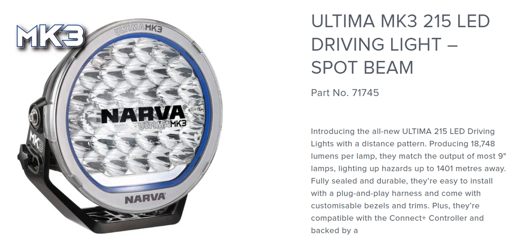 ULTIMA MK3 215 DRIVING LIGHT SPOT BEAM - 71745