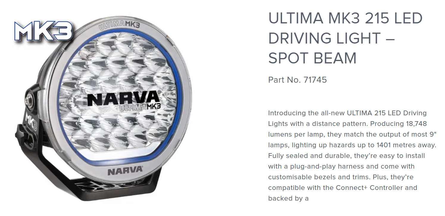 ULTIMA MK3 215 DRIVING LIGHT SPOT BEAM - 71745