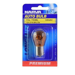 12V 21W AMBER PY21W BAU15S INCANDESCENT GLOBES (1) - 17638BL
