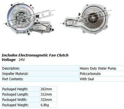 WATER PUMP HEAVY DUTY MP8 (WITH ELECT FAN CLUTCH) - DP250DAY