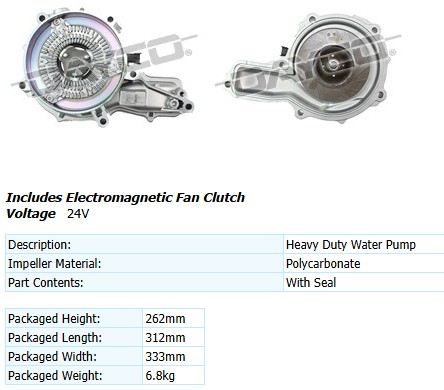 WATER PUMP HEAVY DUTY MP8 (WITH ELECT FAN CLUTCH) - DP250DAY