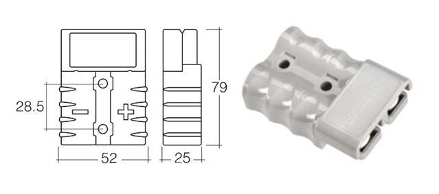 HEAVY-DUTY 175 AMP ANDERSON PLUG - 57215BL