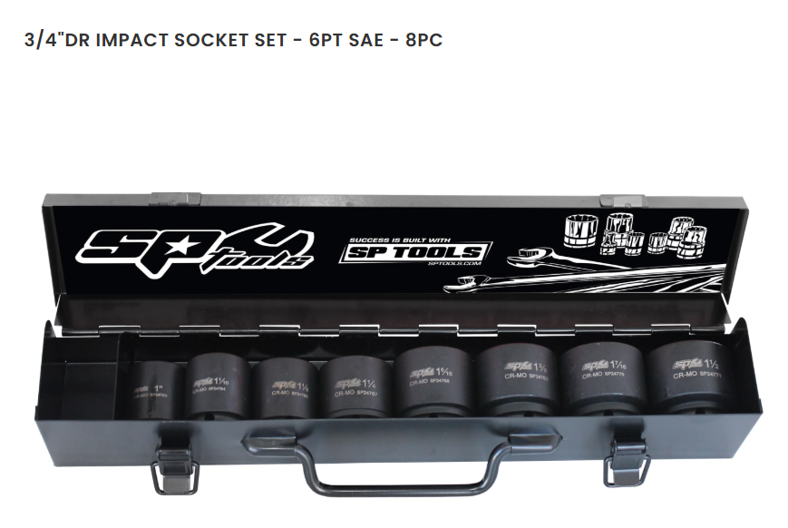 SOCKET SET IMPACT 3/4DR 6PT 8PC SAE - SP20415