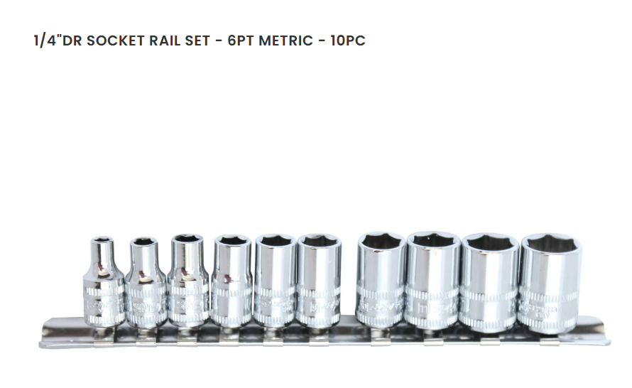 SOCKET RAIL - 1/4DR 6PT 10PC METRIC - SP20132