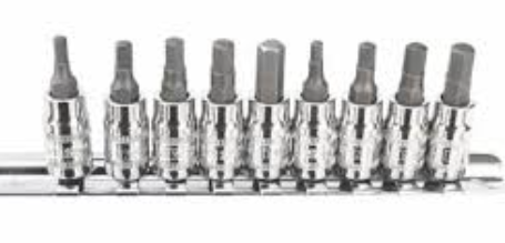 SOCKET RAIL 1/4" & 3/8"DR 9PC INHEX METRIC - SP20545