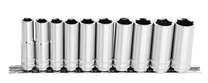 SOCKET RAIL - 3/8DR DEEP 6PT 10PC METRIC - SP20242
