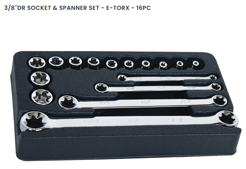 SOCKET & SPANNER SET - 3/8DR 16PC E TORX - SP20210