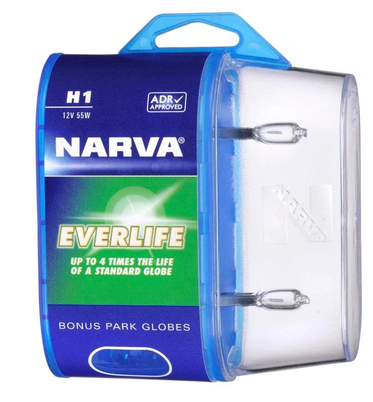 H1 12V 55W EVERLIFE HALOGEN HEADLIGHT GLOBES (BL2) - 48322BL2