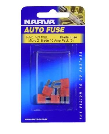 10 AMP RED MICRO 2 BLADE FUSE (BLISTER PACK OF 5) - 52410BL
