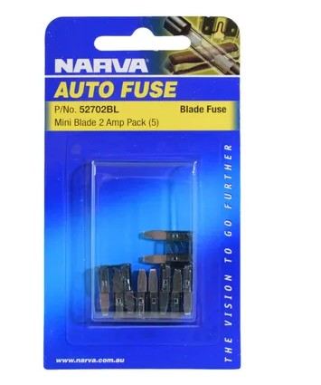 2 AMP GREY MINI BLADE FUSE (BLISTER PACK OF 5) - 52702BL