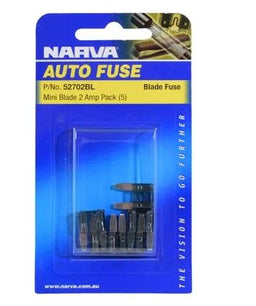 2 AMP GREY MINI BLADE FUSE (BLISTER PACK OF 5) - 52702BL