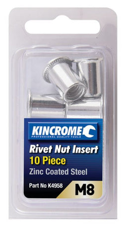 RIVET NUT INSERT M8 (ZINC COATED STEEL) - 10 PACK - K4958