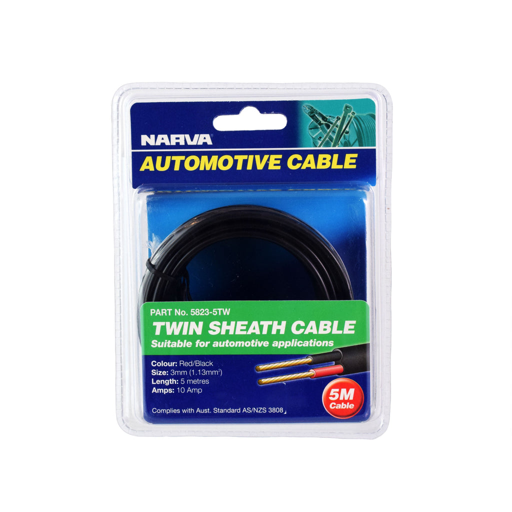 10A 3MM TWIN CORE SHEATHED CABLE (5M) RED/BLACK - 5823-5TW