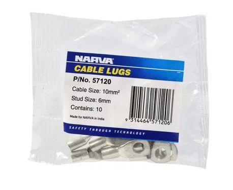 10MM2 6MM STUD FLARED ENTRY CABLE LUG (PACK OF 10) - 57120