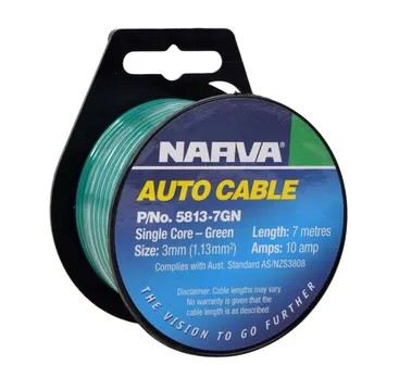 10A 3MM GREEN SINGLE CORE CABLE (7M) - 5813-7GN