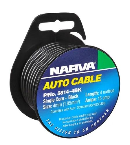 CABLE S/CORE 4MM 15A 4M BLACK - 5814-4BK