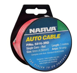 50A 6MM RED SINGLE CORE CABLE (3M) - 5816-3RD