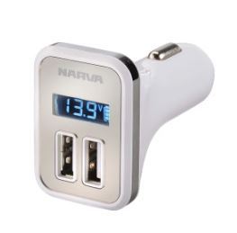 DUAL USB ADAPTOR W LED VOLT/AMP METER DISPLAY (1) - 81057BL