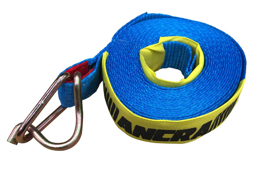 WINCH STRAP 10T REPLACEMENT HOOK / KEEPER 50MM X9M - ANC41659-10A-3T