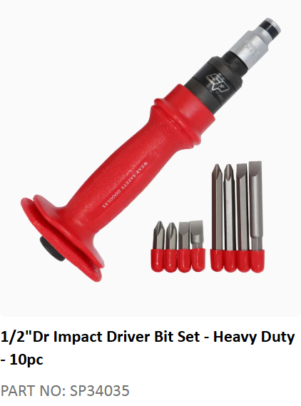 SCREWDRIVER SET - IMPACT DRIVER 1/2"DR 10PC BIT SE - SP34035