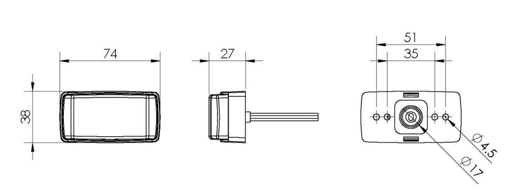 SIDE MARKER RED/AMBER/AMBER GRILAMID LENS - 98152