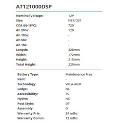 AMP-TECH PLUS AGM DUAL PURPOSE - AT121000DSP