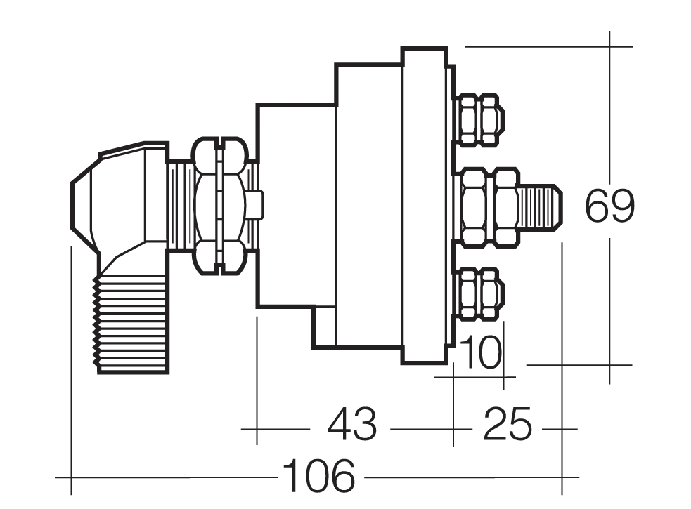 BATTERY MASTER SWITCH LEVER TYPE W/ INDEXING POST - 61074