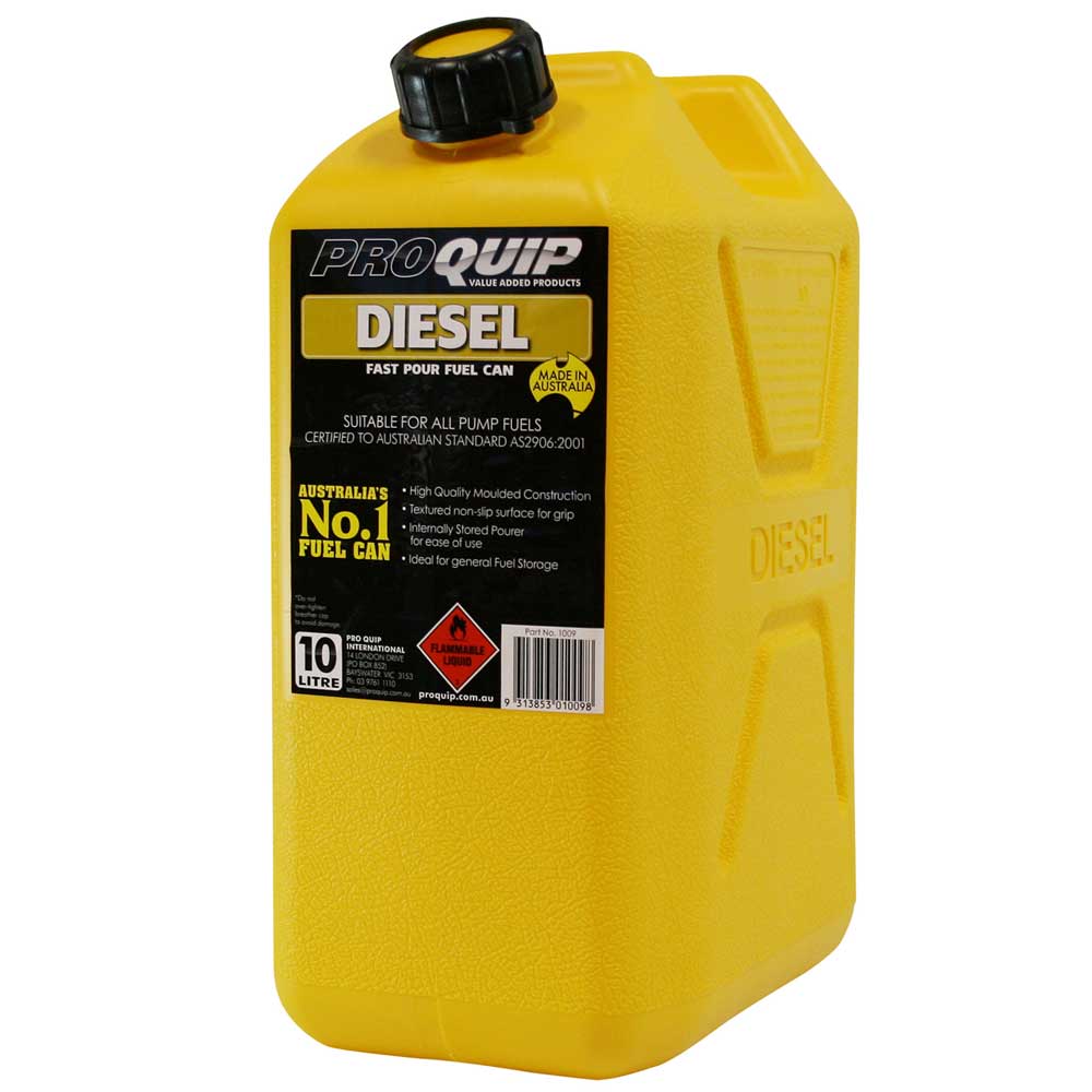 JERRY CAN PLASTIC DIESEL 10 LITRE YELLOW PROQUIP - 1009
