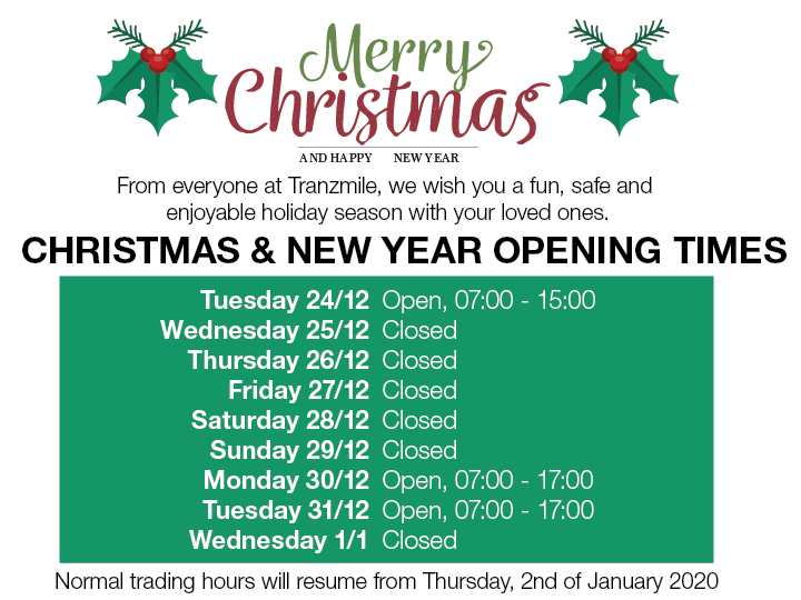 Christmas Opening Hours Tranzmile Wacol